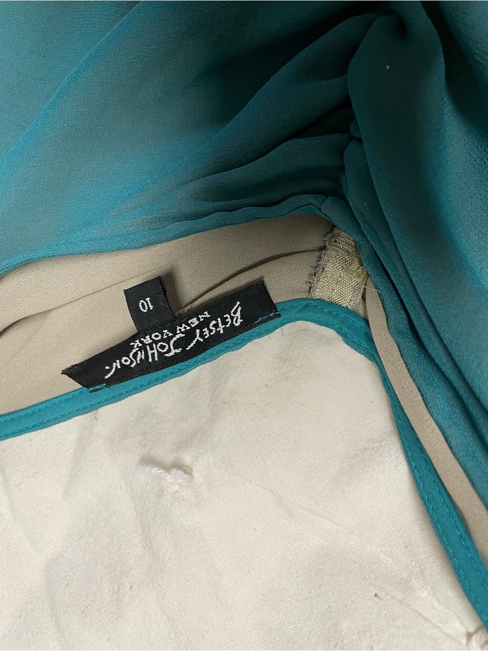 Betsy Johnson Teal to Lime Ombre Ruffle fishtail dress y2k - Picture 2 of 8